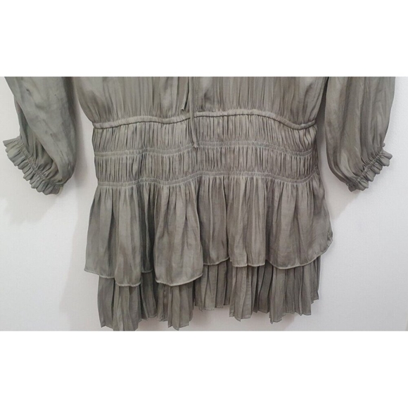 TaROO Aurelie Pleated Soft Mini Dress Olive Size S - Picture 8 of 14
